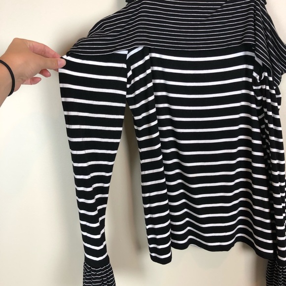 WHBM Striped Off the Shoulder Flare Sleeve Top - Picture 3 of 7